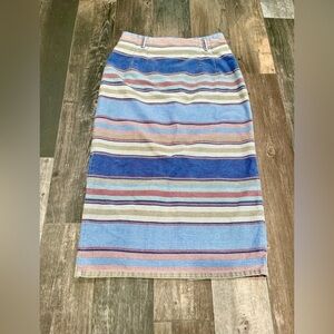 Vivaldi Jeanswear Womans Sz 12 Vintage Denim Skirt Striped Long Belted